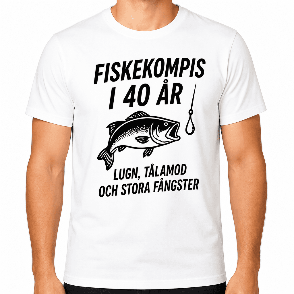 T-shirt till 40-årsdag – Fiskekompis i 40 år lugn, tålamod och stora fångster