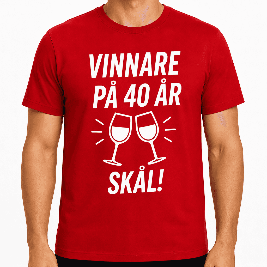 T-shirt till 40-årsdag – Vinnare på 40 år skål!