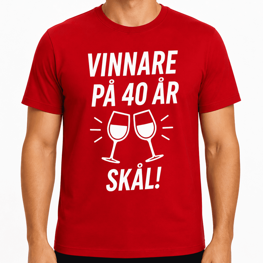 T-shirt till 40-årsdag – Vinnare på 40 år skål!