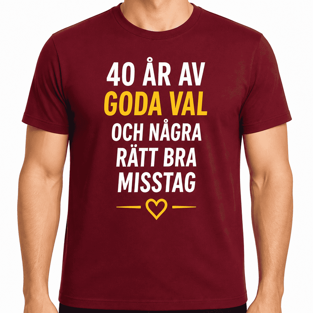 T-shirt till 40-årsdag – 40 år av goda val och några rätt bra misstag