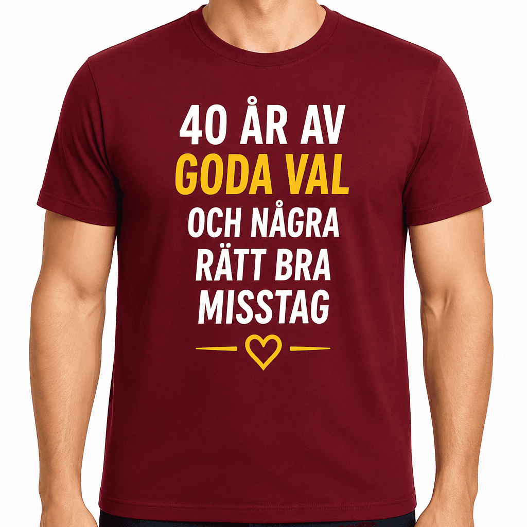 T-shirt till 40-årsdag – 40 år av goda val och några rätt bra misstag