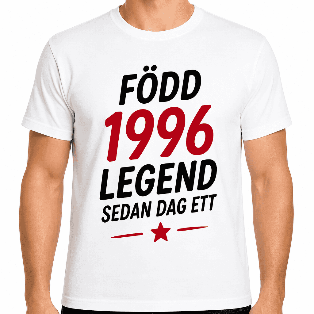 T-shirt till 30-årsdag – Född 1996 legend sedan dag ett
