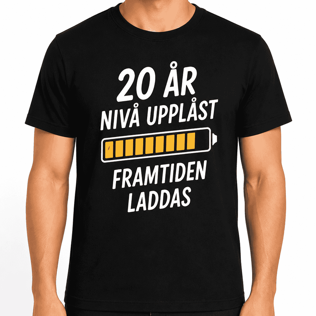 T-shirt till 20-årsdag – 20 år nivå upplåst framtiden laddas