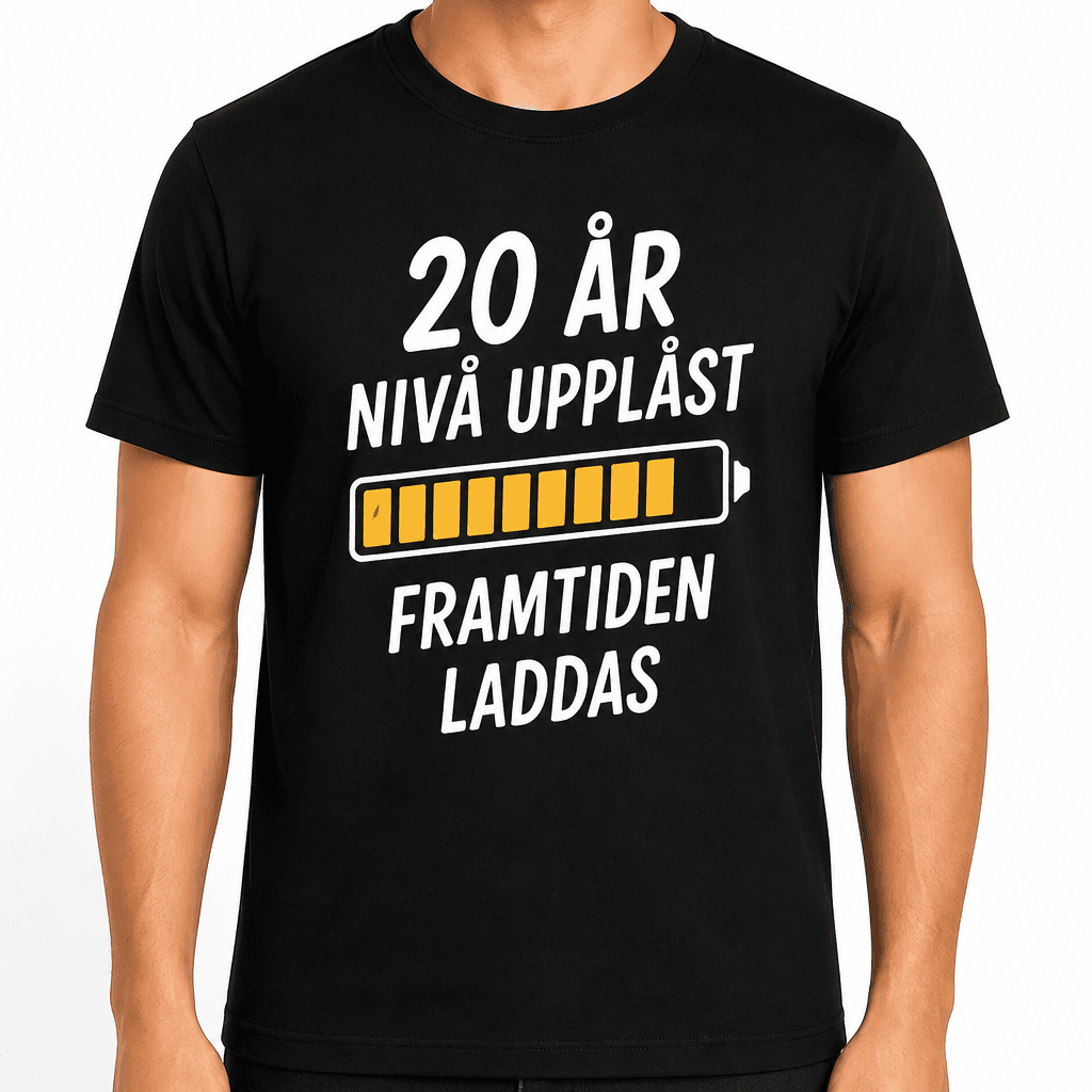 T-shirt till 20-årsdag – 20 år nivå upplåst framtiden laddas
