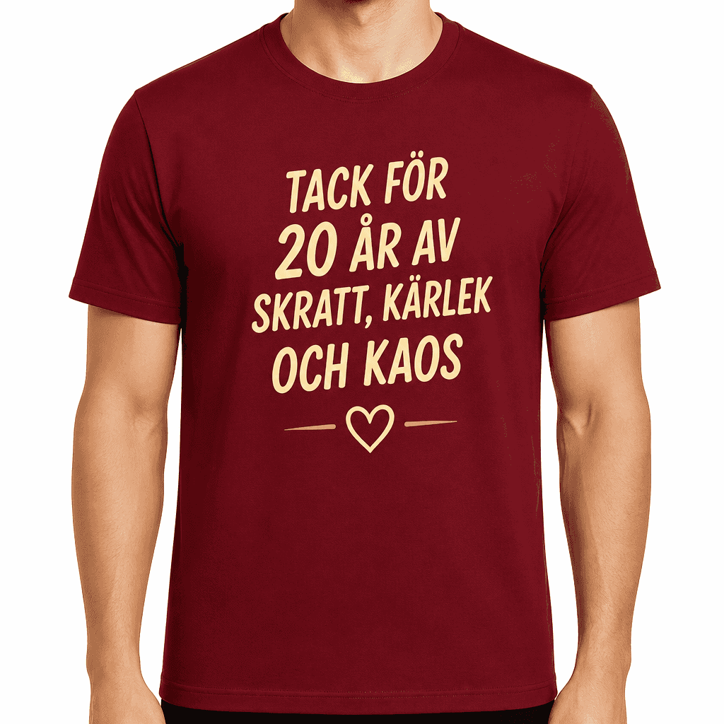 T-shirt till 20-årsdag – Tack för 20 år av skratt, kärlek och kaos
