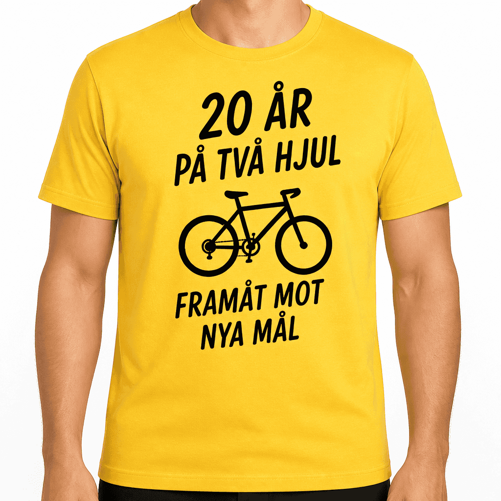 T-shirt till 20-årsdag – 20 år på två hjul framåt mot nya mål