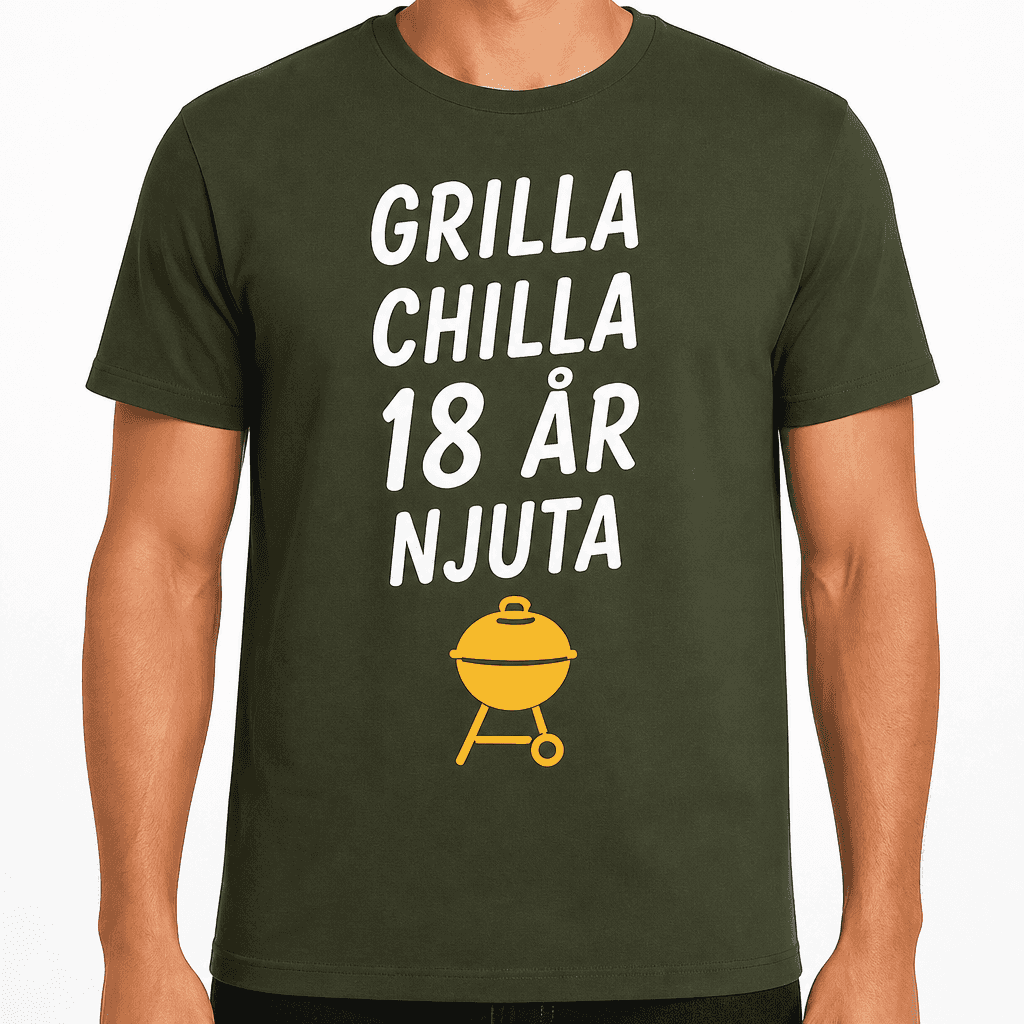 T-shirt till 18-årsdag – Grilla chilla 18 år njuta