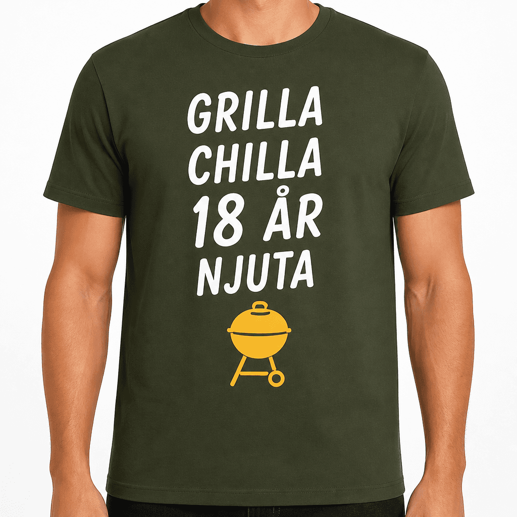 T-shirt till 18-årsdag – Grilla chilla 18 år njuta