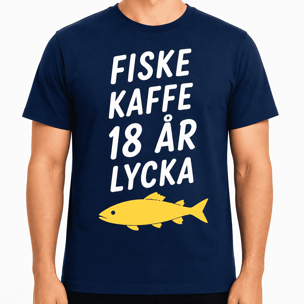 T-shirt till 18-årsdag – Fiske kaffe 18 år lycka