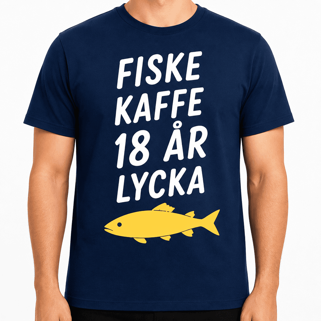 T-shirt till 18-årsdag – Fiske kaffe 18 år lycka