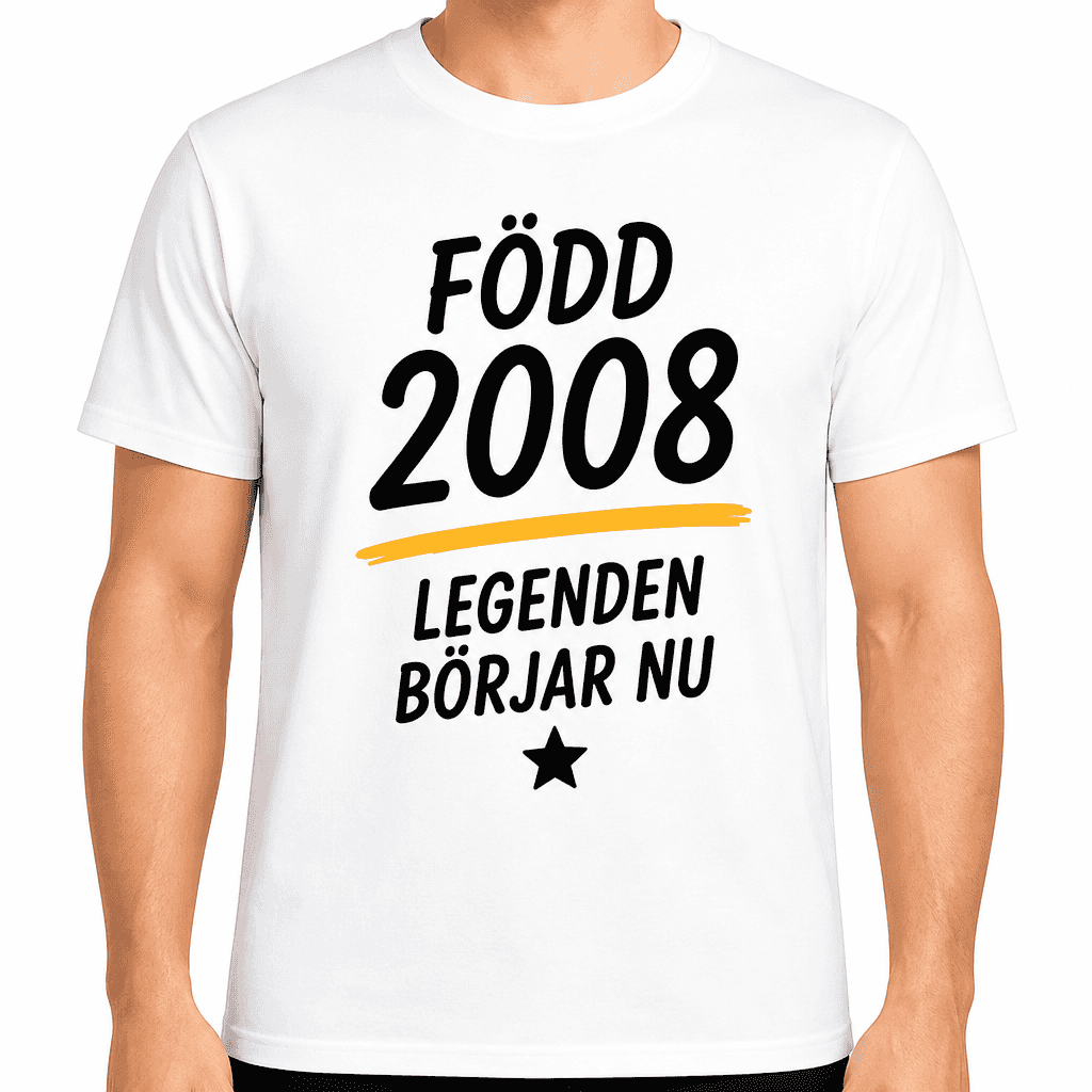 T-shirt till 18-årsdag – Född 2008 legenden börjar nu