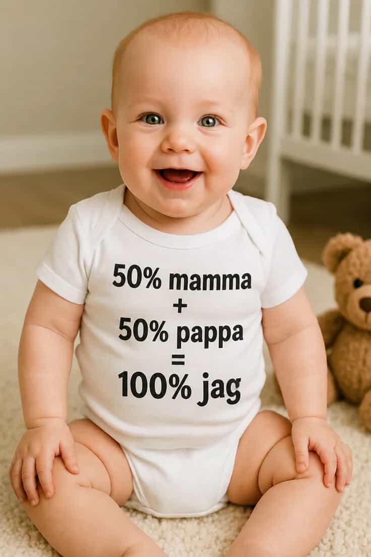 Baby-body 100 procent jag – 50% mamma + 50% pappa