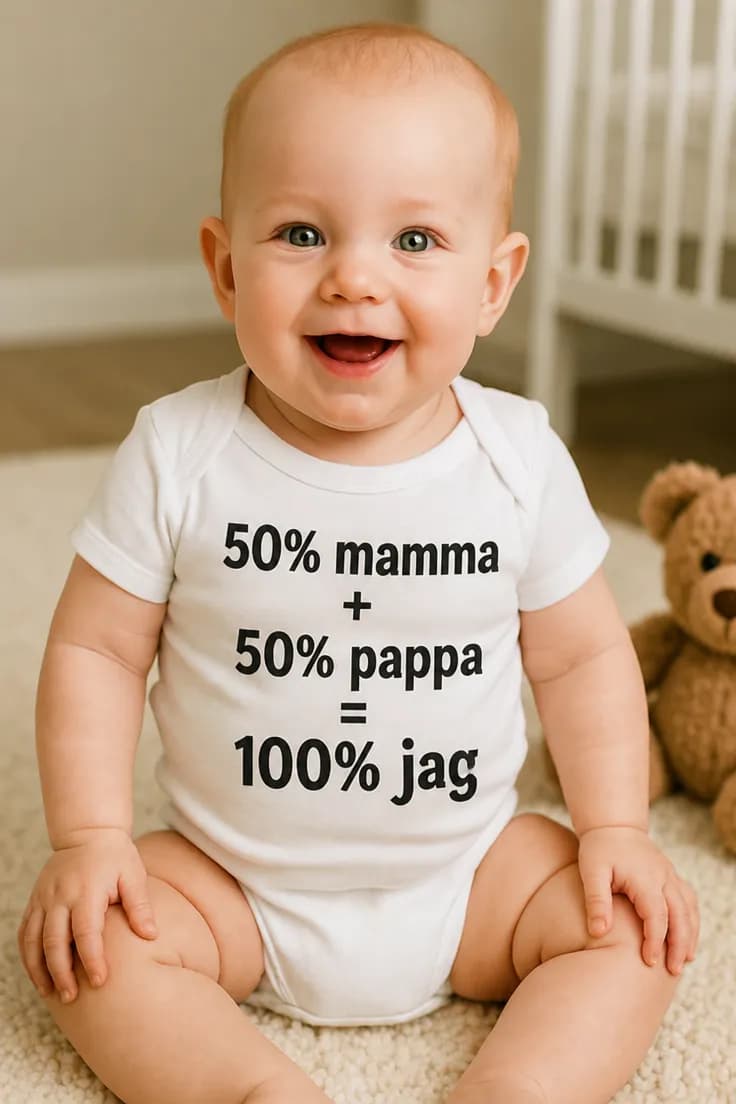 Baby-body 100 procent jag – 50% mamma + 50% pappa