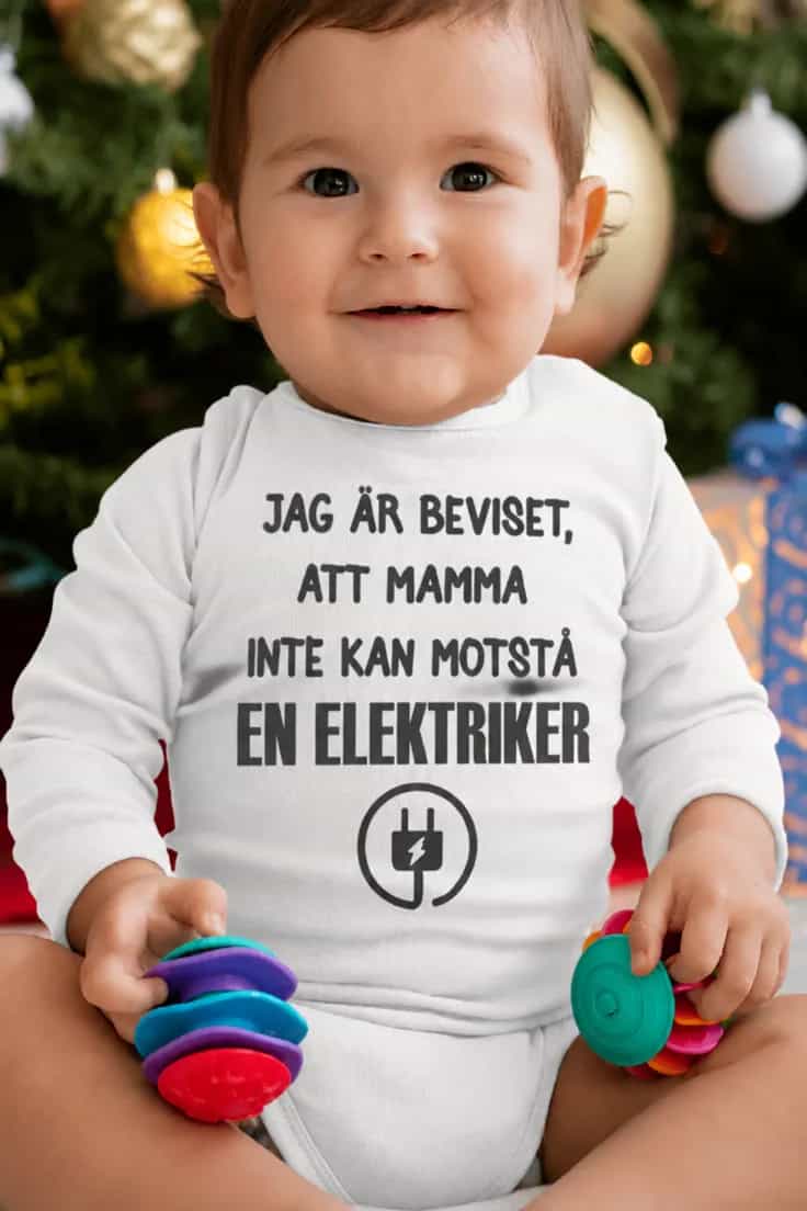 Baby-body Bevis elektriker – med valfritt yrke