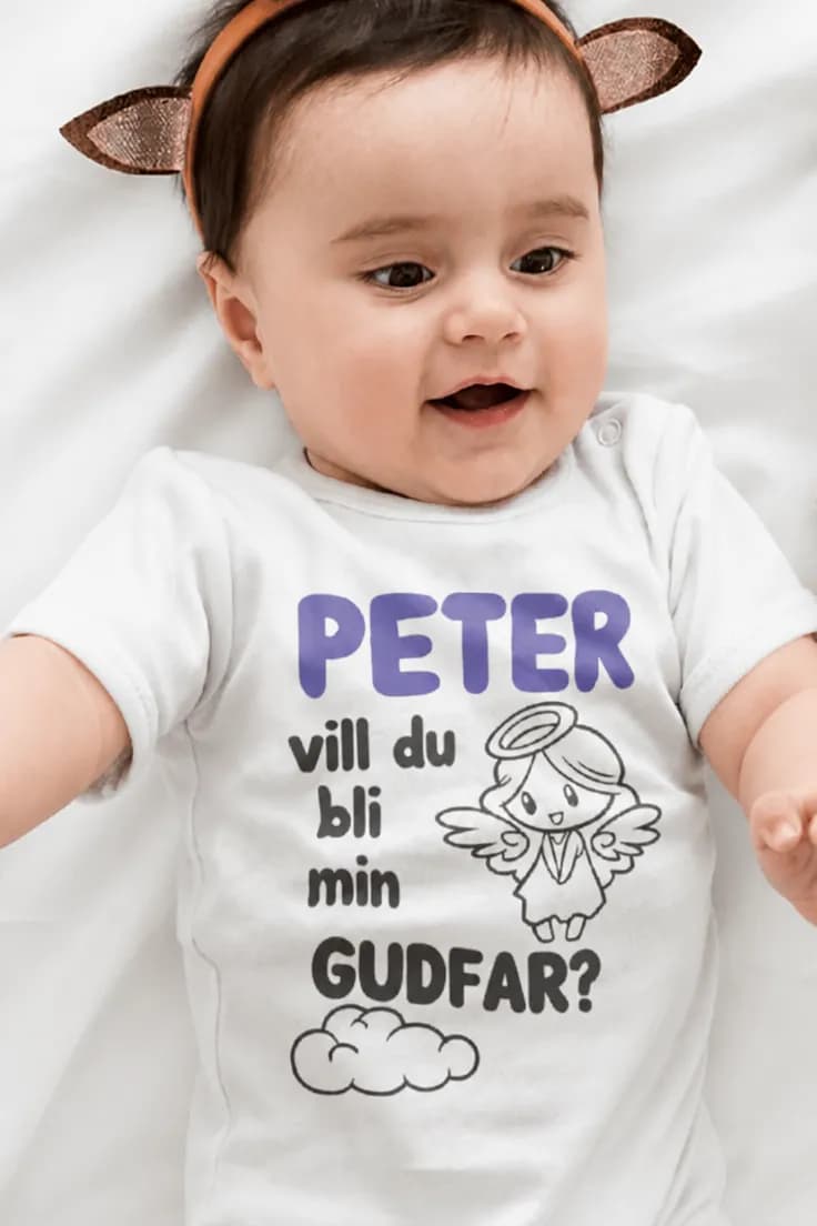 Baby-body Bli min gudfar med namn – PETER