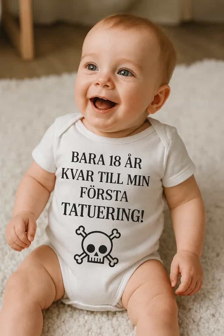 Baby-body Första tatueringen – BARA 18 ÅR KVAR