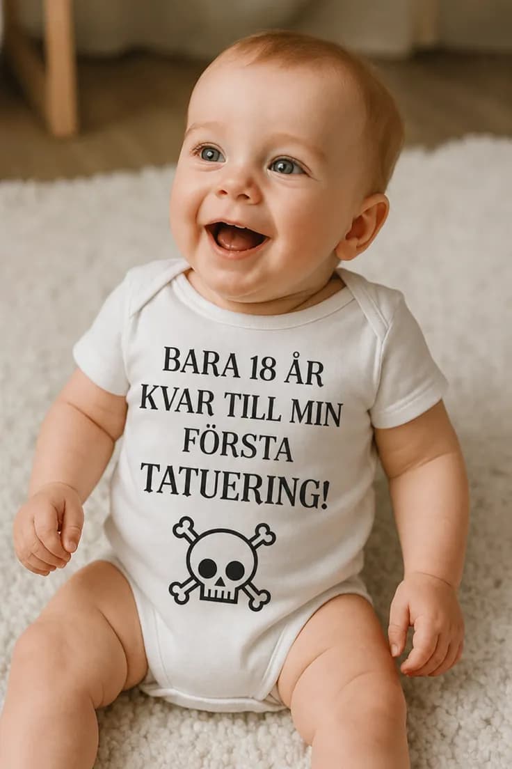 Baby-body Första tatueringen – BARA 18 ÅR KVAR