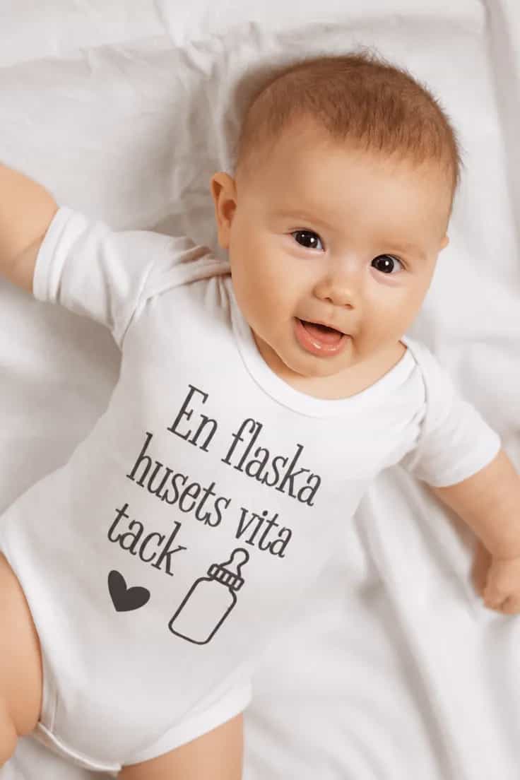 Baby-body Husets vita – En flaska husets vita tack