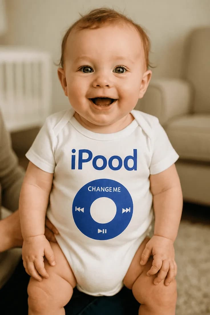Baby body rolig text iPood K CHANGE ME K IK
