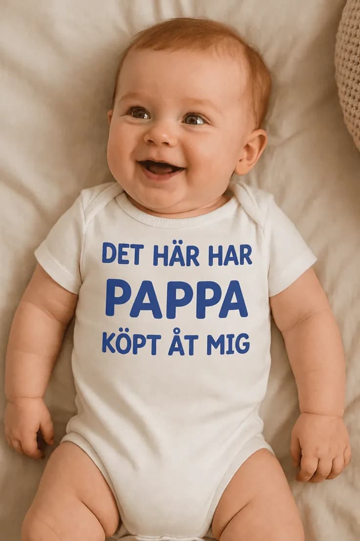Baby-body Pappa köpte den här med valfri text