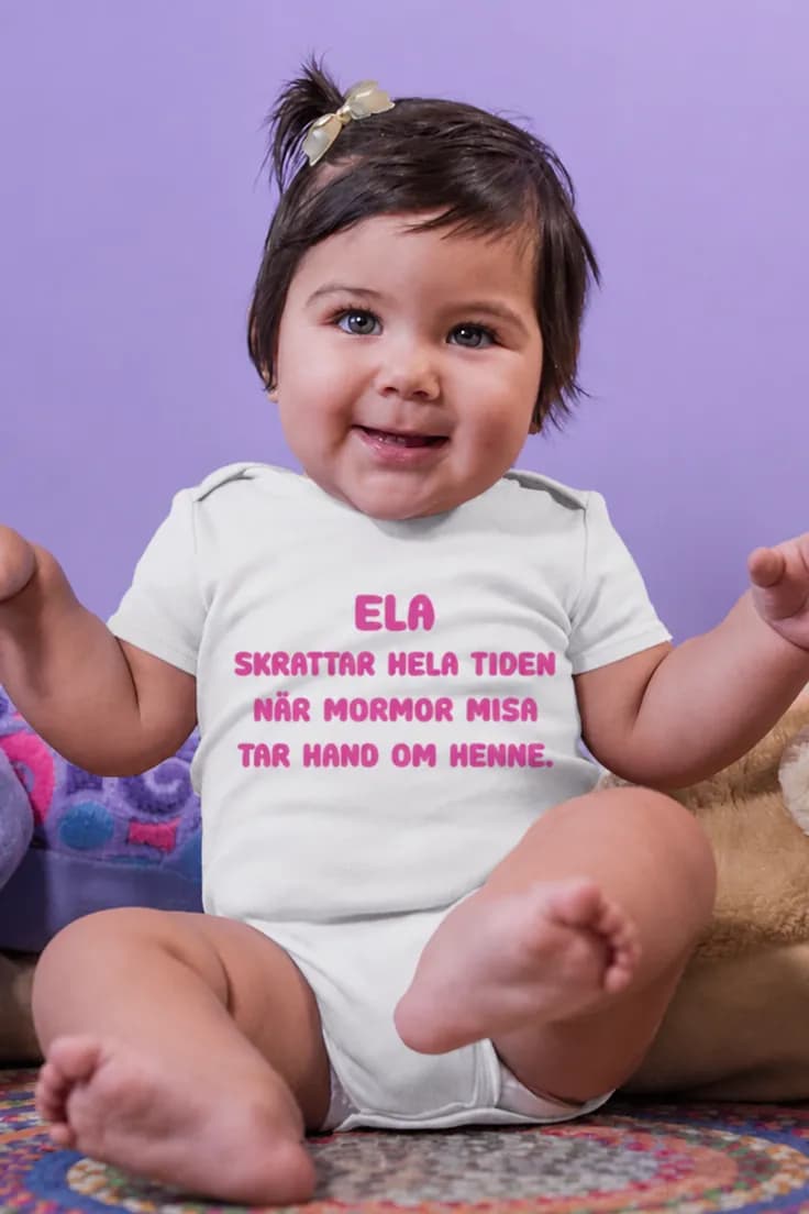 Baby-body skrattar med mormor med namn – ELA