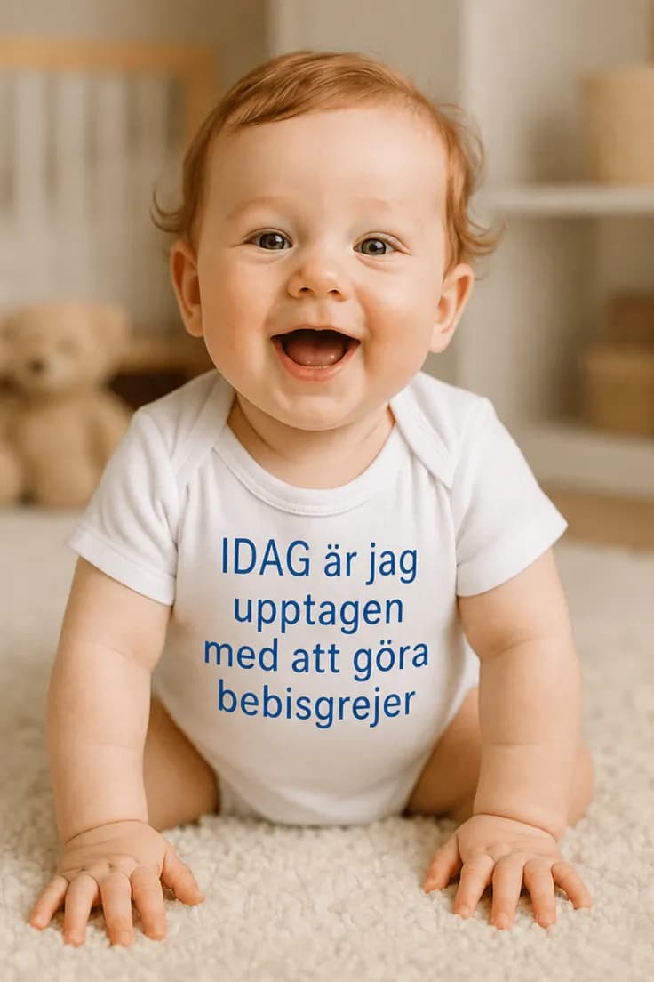 Baby-body Upptagen med bebisgrejer – klassisk design