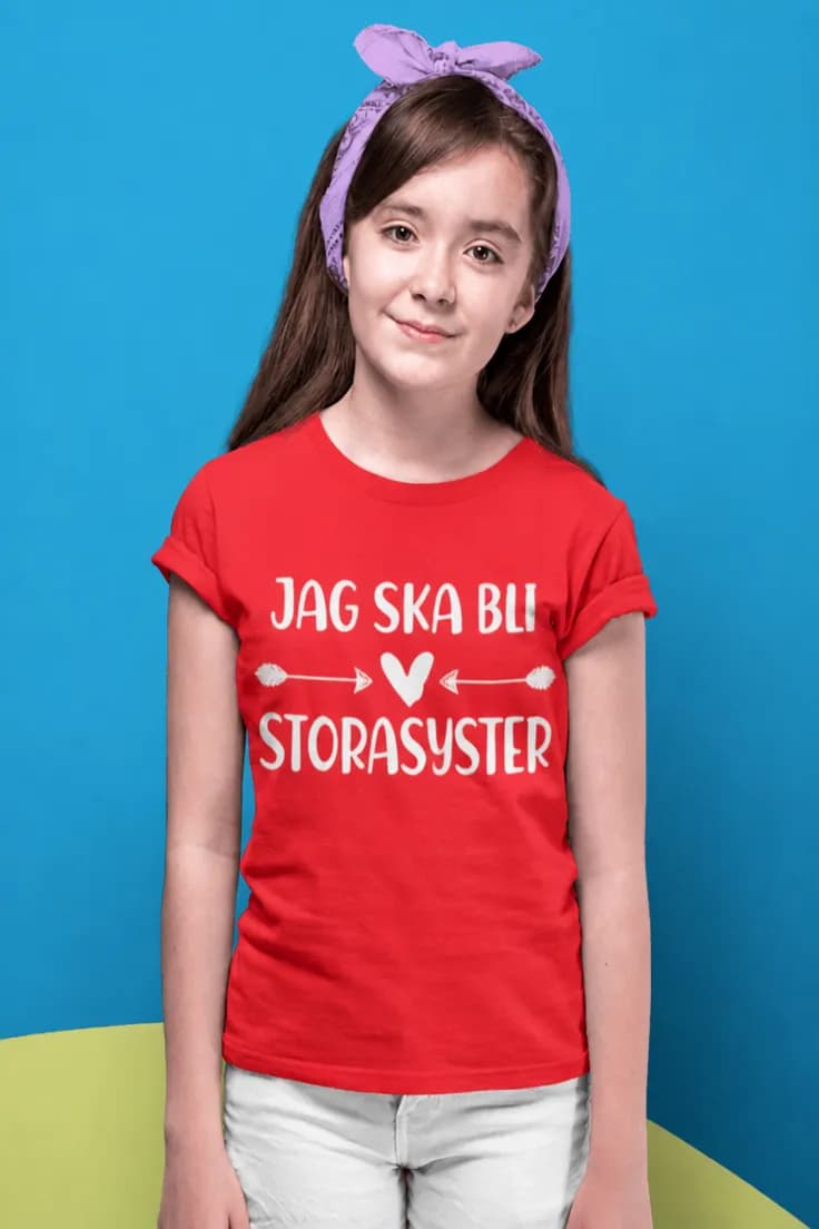 Barn t-shirt Blir storasyster – JAG SKA BLI STORASYSTER