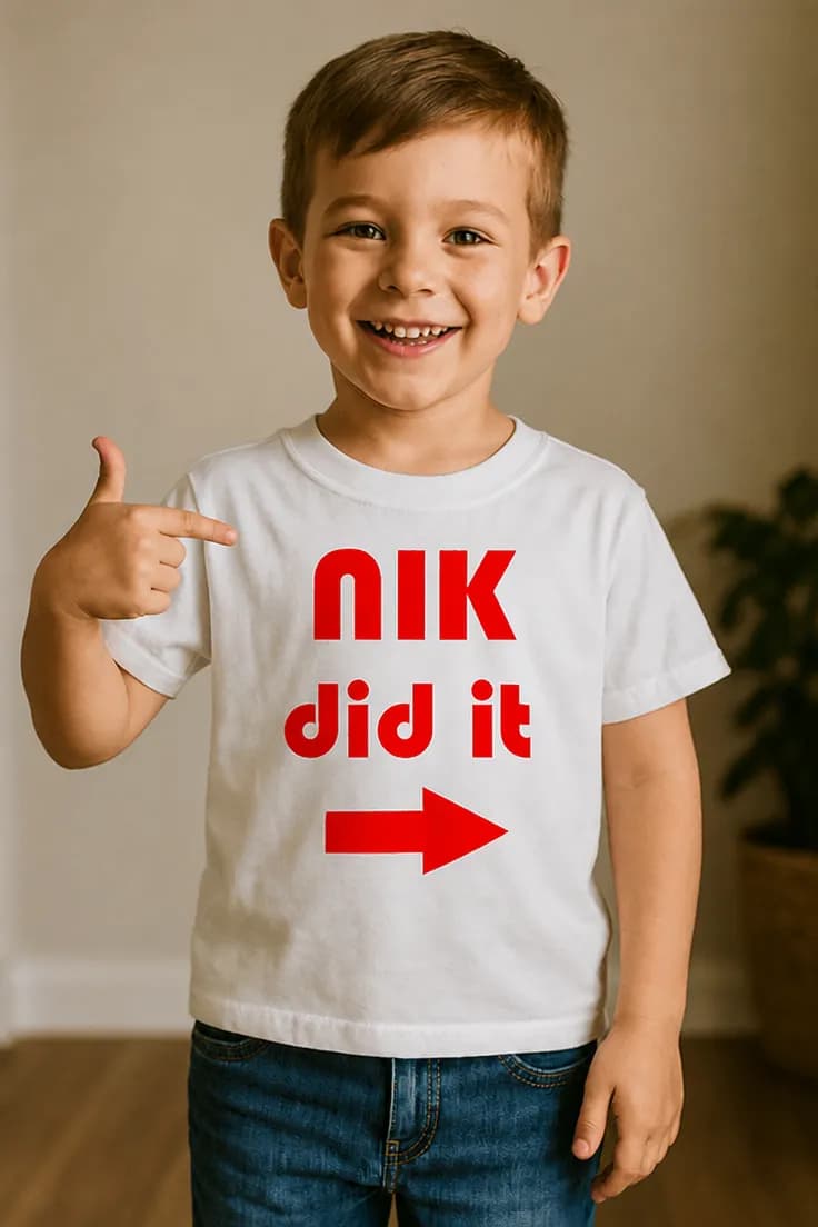 Barn t-shirt Did it med namn – NIK did it