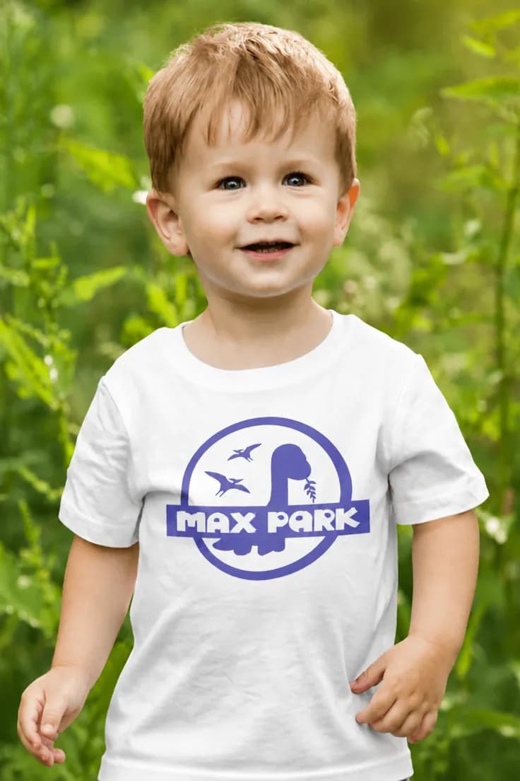 Barn t-shirt Dinosauriepark med namn MAX PARK