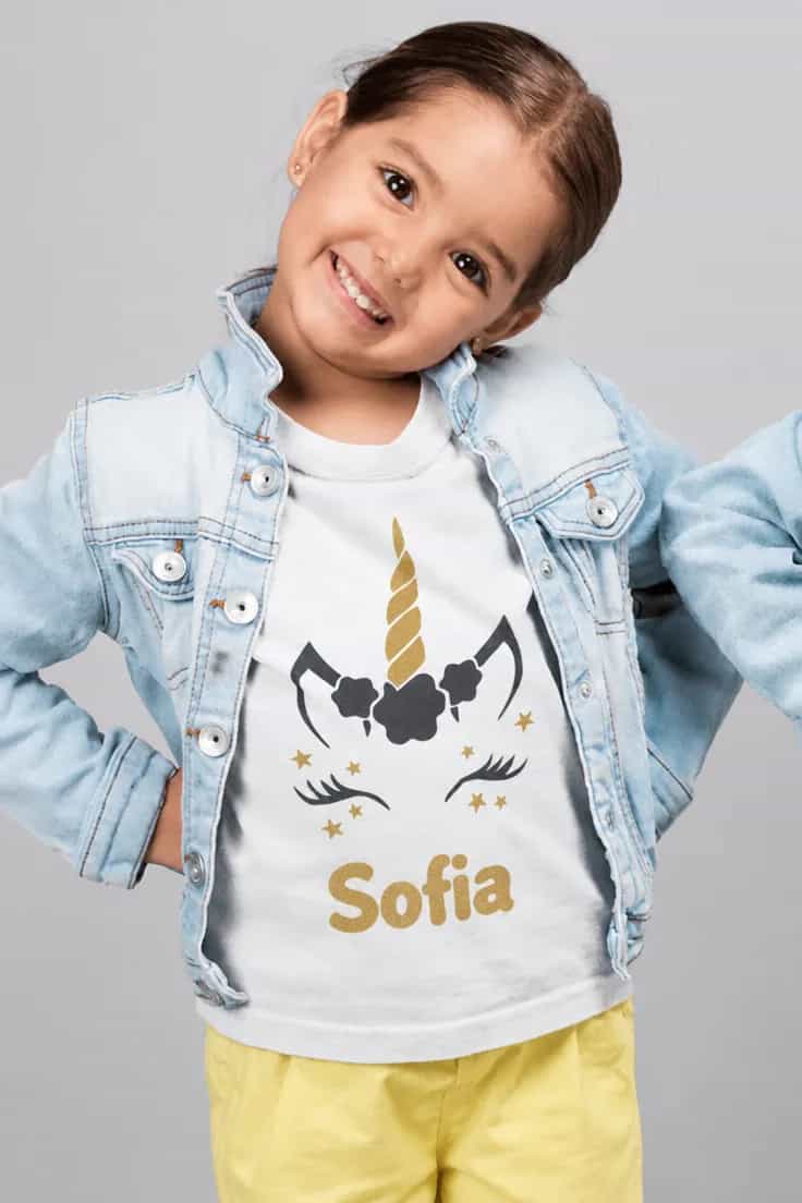 Barn t-shirt Enhörning med namn Sofia