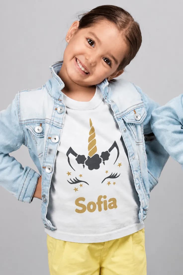 Barn t-shirt Enhörning med namn Sofia