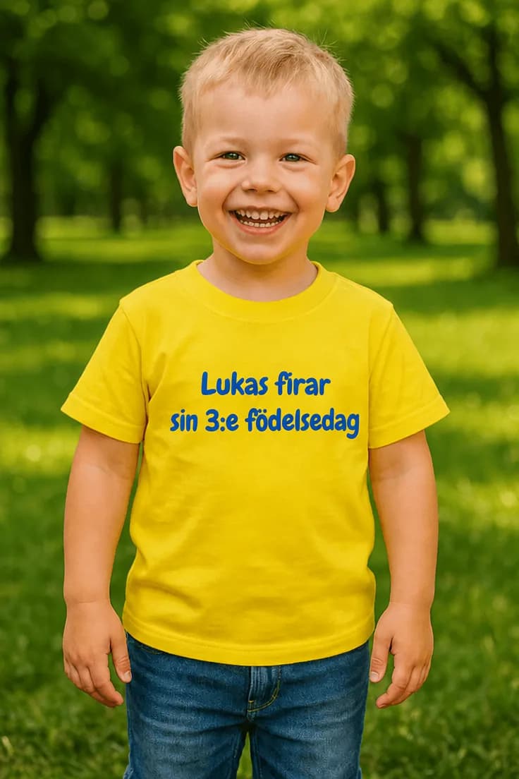 Barn t-shirt födelsedag med namn – Lukas firar