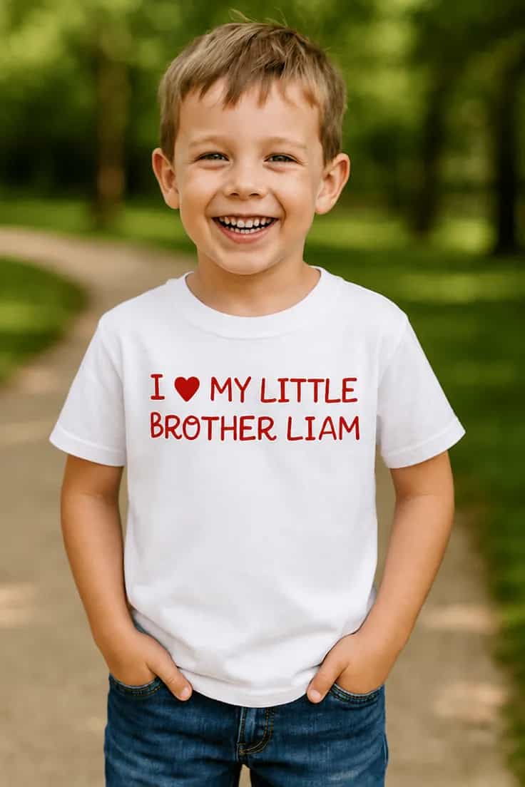 Barn t-shirt Lillebror kärlek med namn I ♥MY LITTLE
