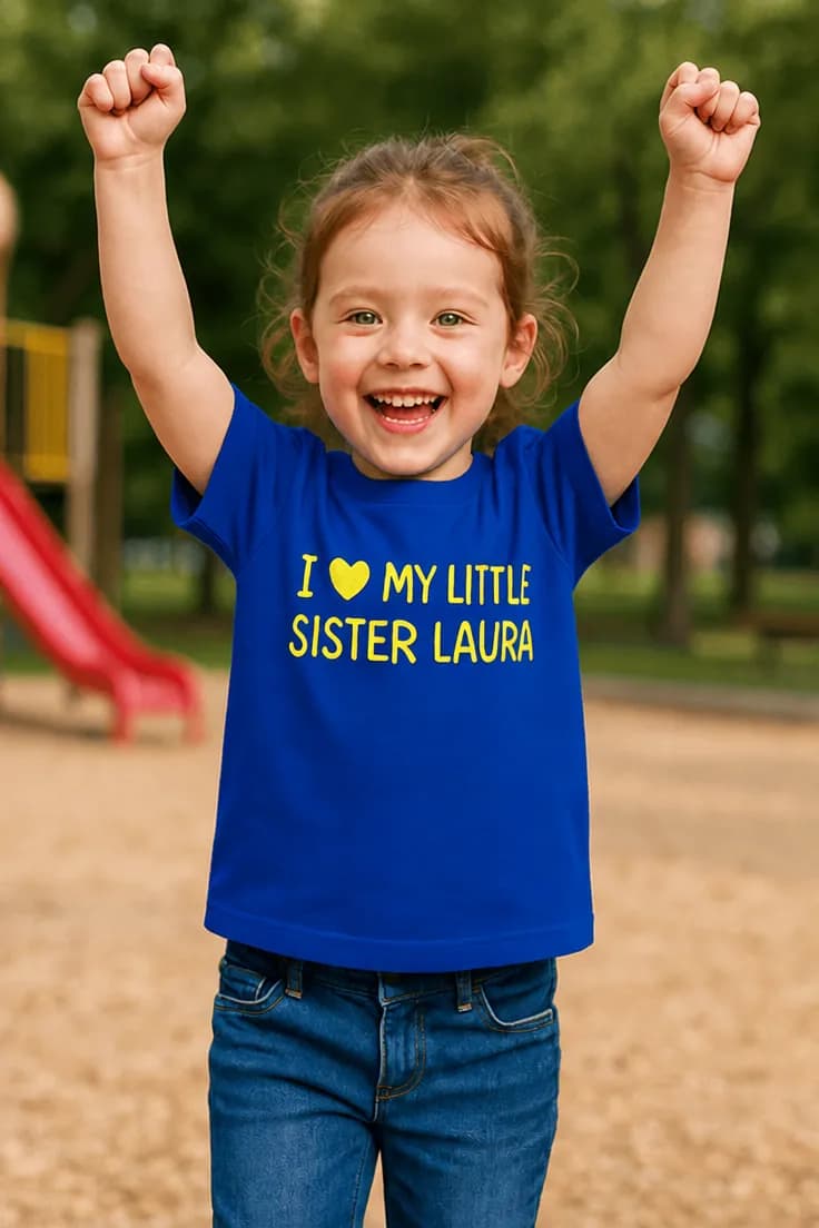 Barn t-shirt älskar lillasyster med namn