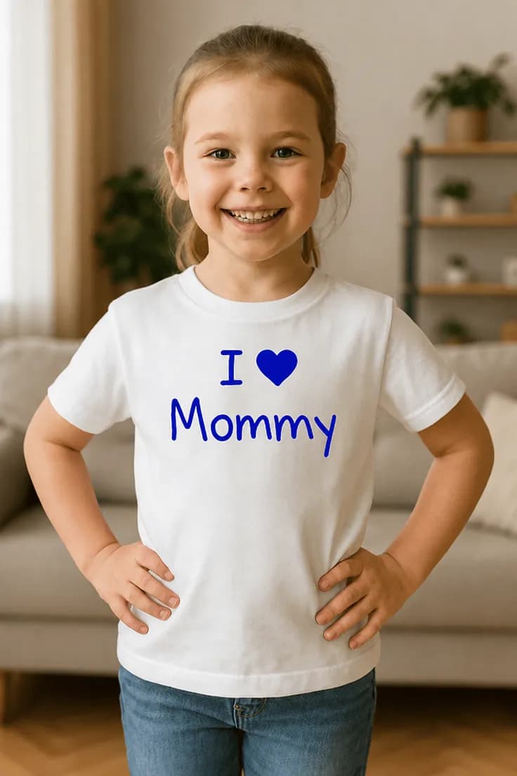 Barn t-shirt Älskar mamma – I ❤ Mommy