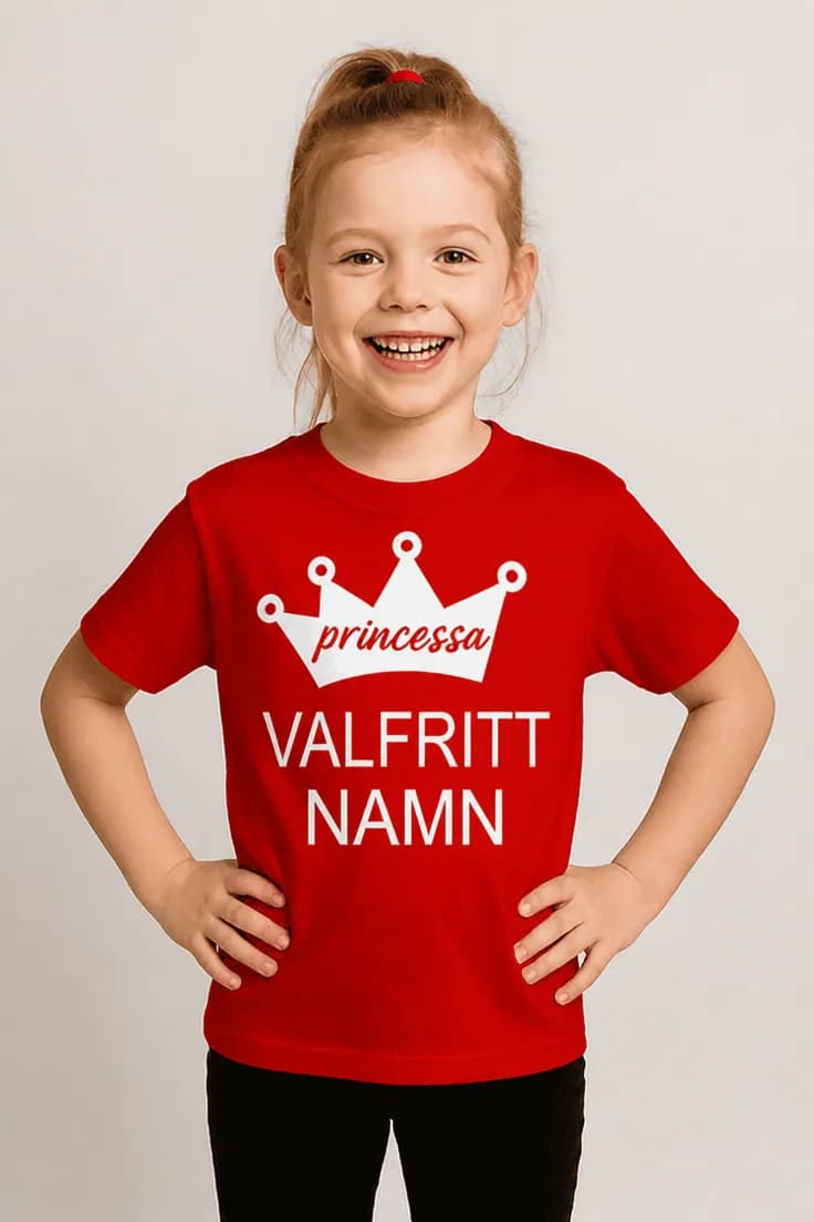 Barn t-shirt prinsessa med namn – prinsessa VALFRITT