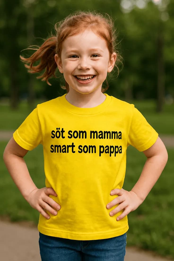 Barn t-shirt Söt som mamma med kattmotiv