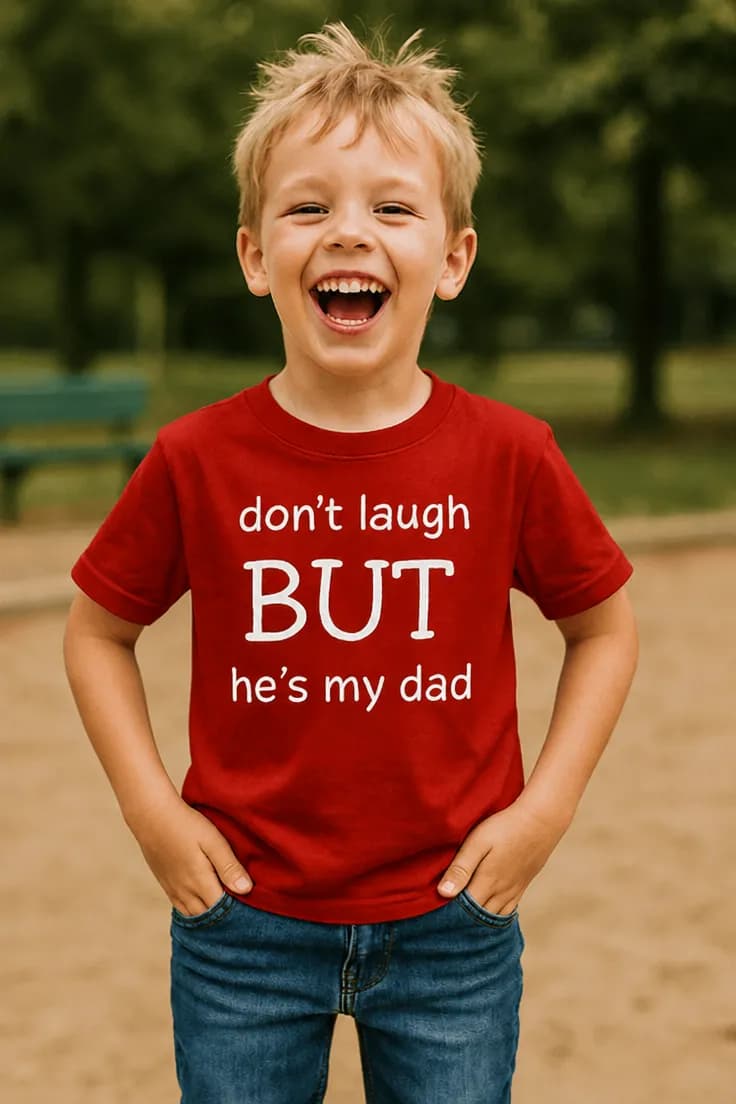 Barn t-shirt Skratta inte pappa - don't laugh