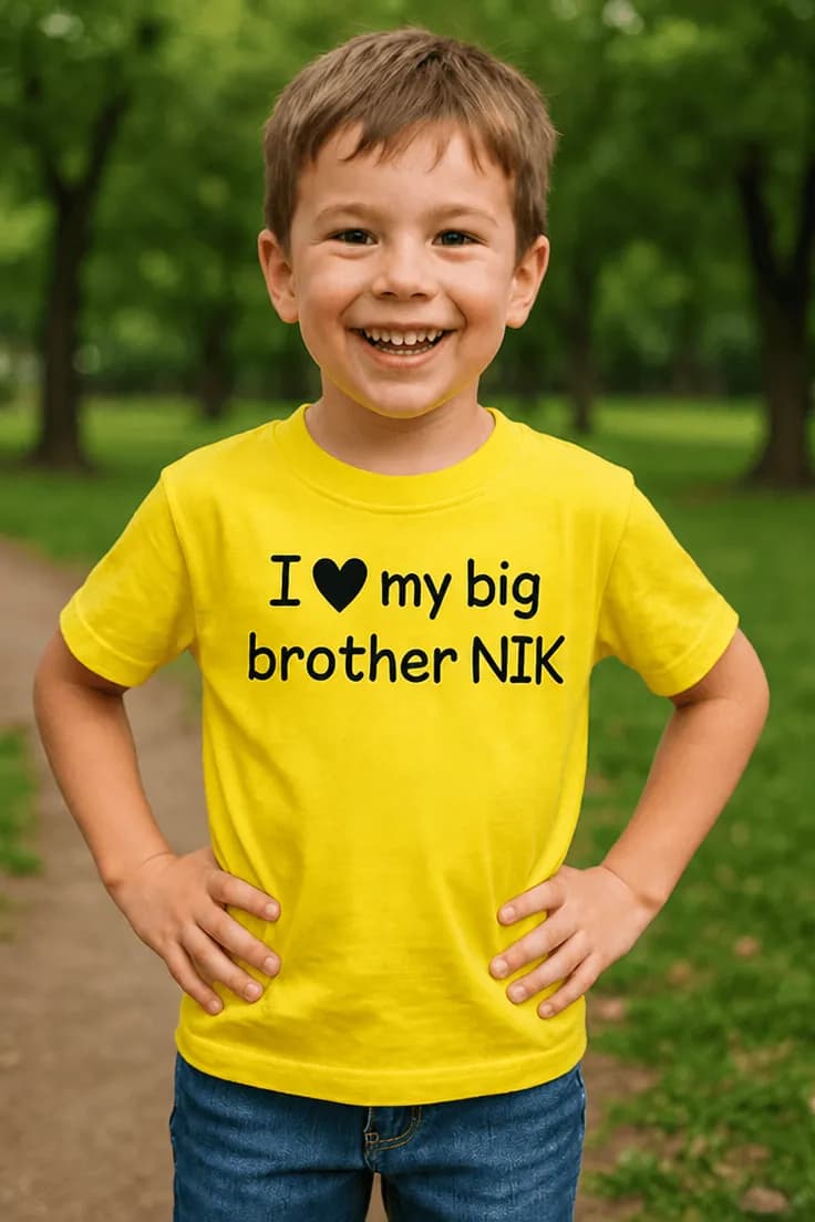 Barn t-shirt Storebror med namn – I my big brother NIK