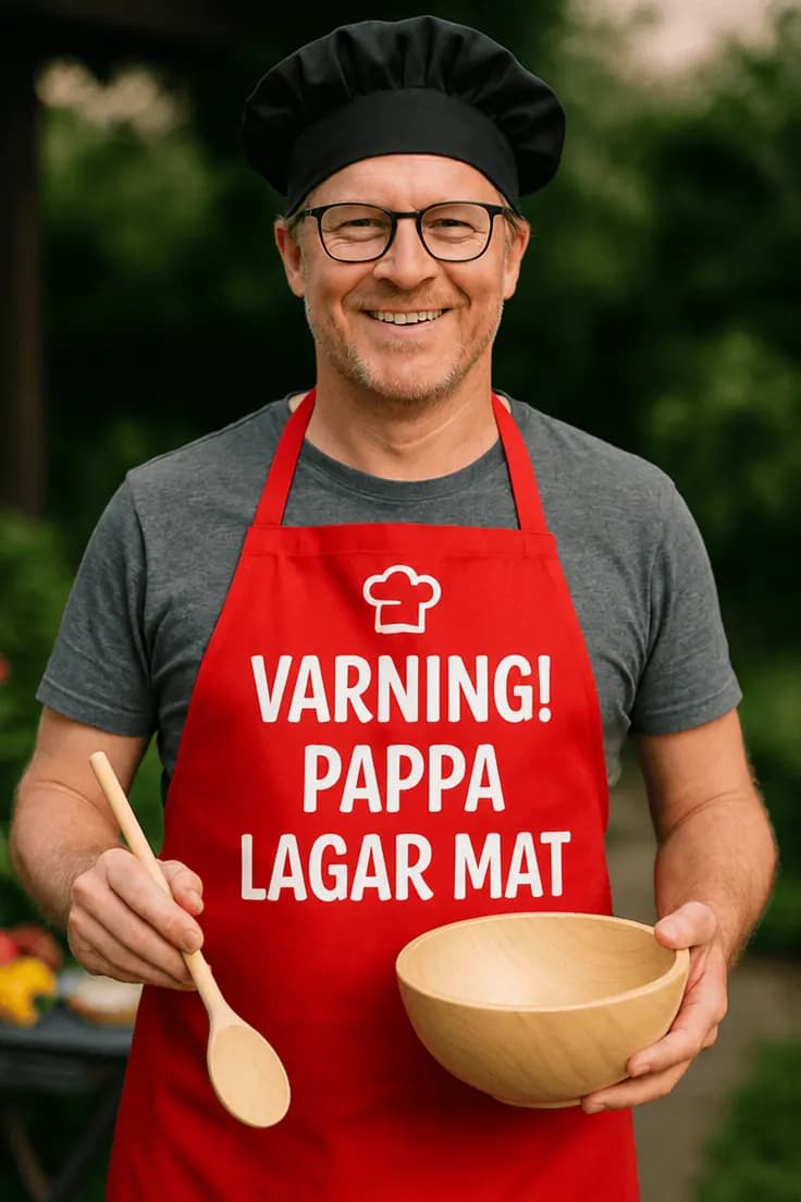 Förkläde Pappa lagar mat – VARNING! PAPPA LAGAR MAT