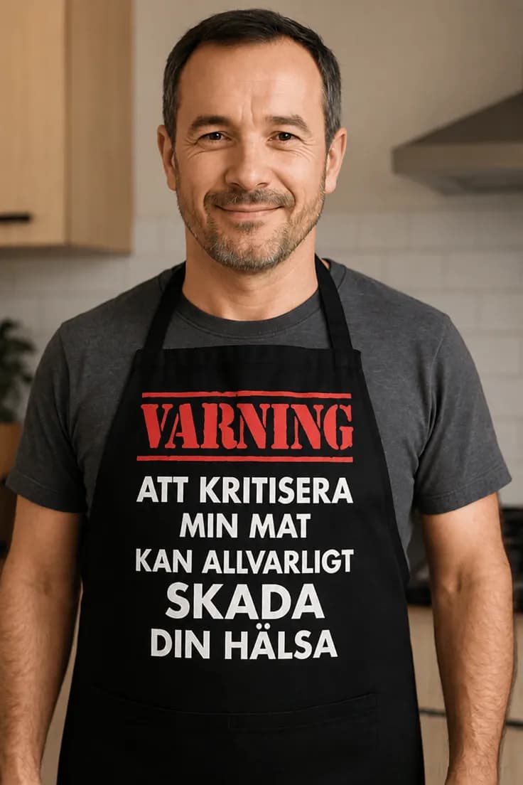 Förkläde Varning matkritik – VARNING ATT KRITISERA