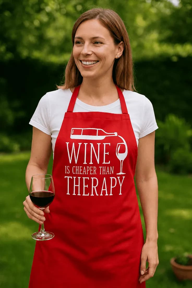 Förkläde Vin är billigare än terapi