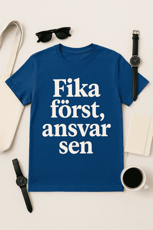 Fika först, ansvar sen – T-shirt