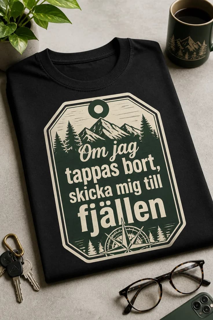 Fjäll-T-shirt – Om jag tappas bort, skicka mig till fjällen