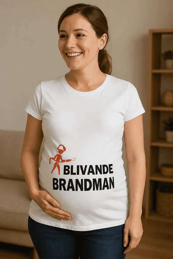 Gravid t-shirt Blivande brandman med valfri text