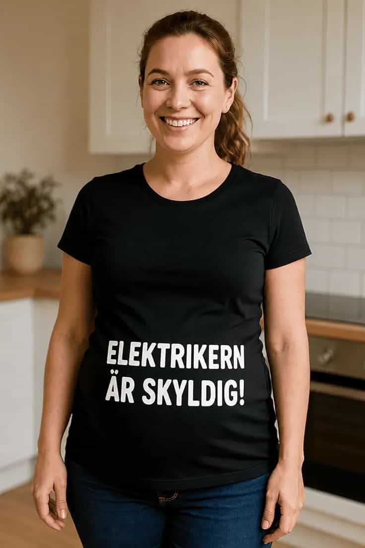 Gravid t-shirt Elektrikern är skyldig med valfritt yrke