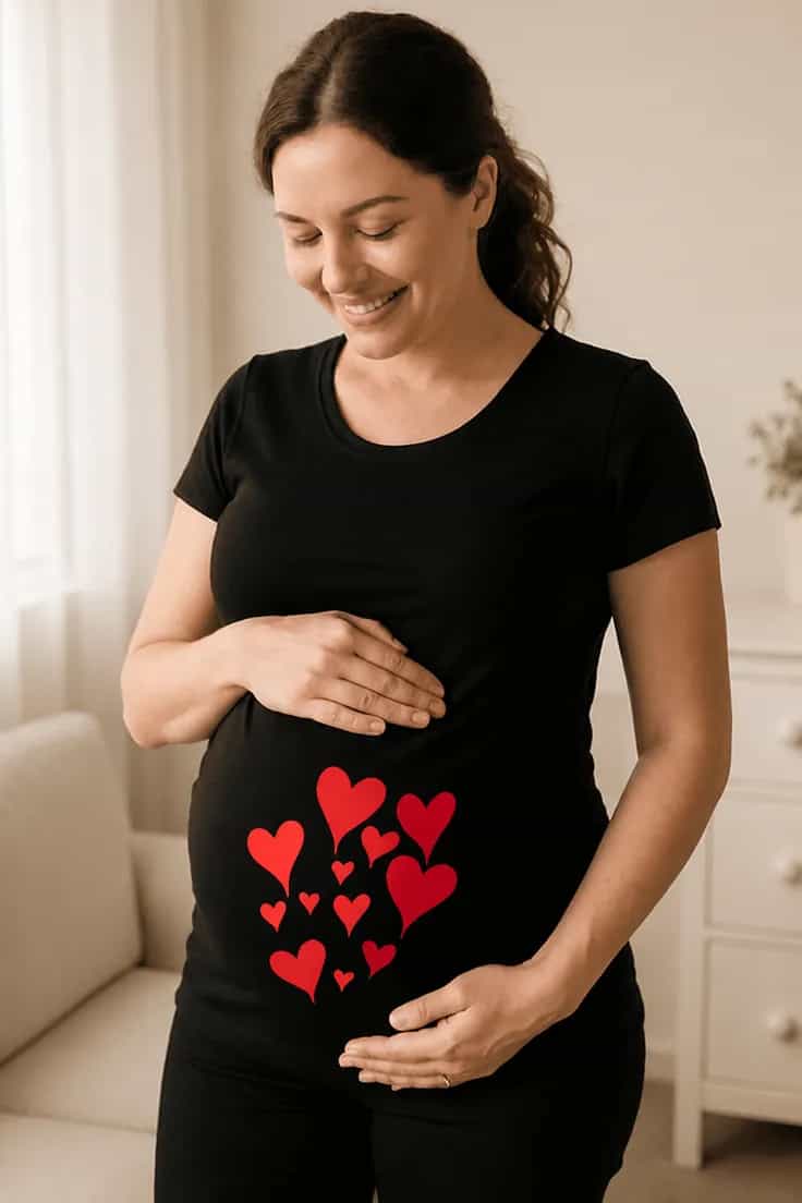 Gravid t-shirt Hjärtan – mjuk present med humor