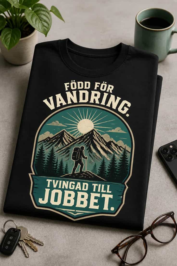 Hiking-T-shirt – Född för vandring. Tvingad till jobbet.