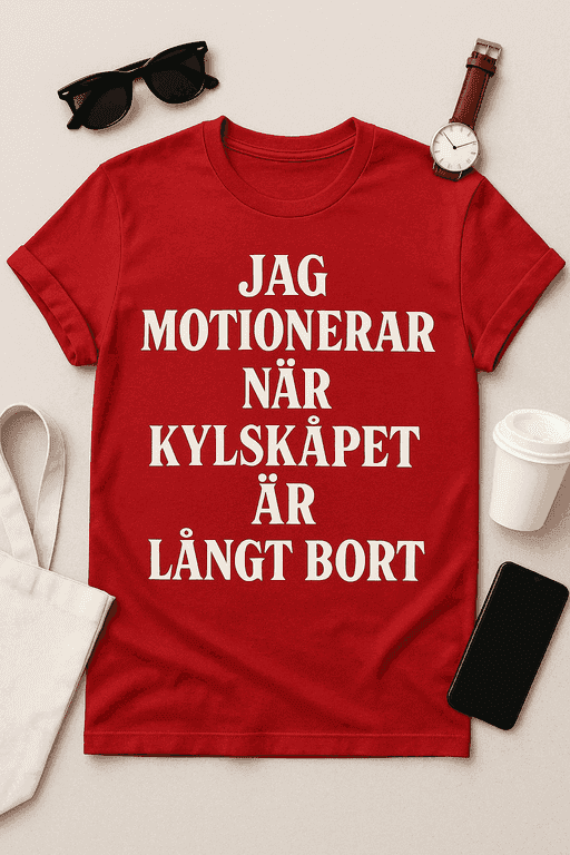 Jag motionerar när kylskåpet är långt bort - T-shirt
