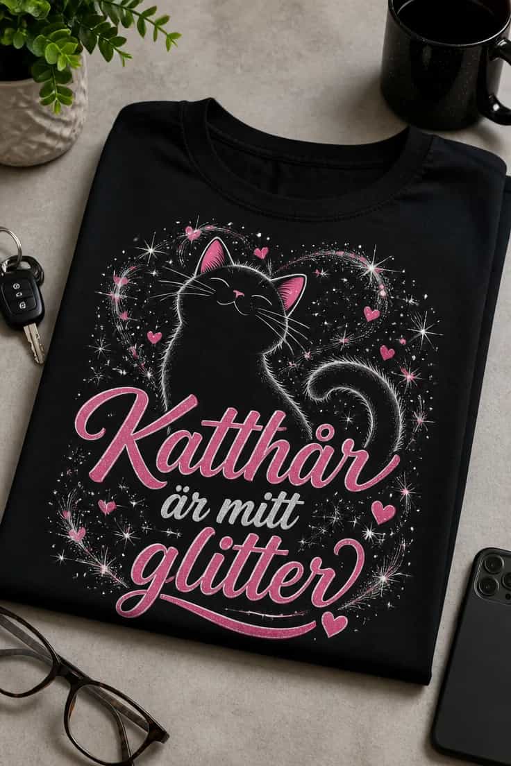 Katt-T-shirt för dam och herr – Katthår är mitt glitter